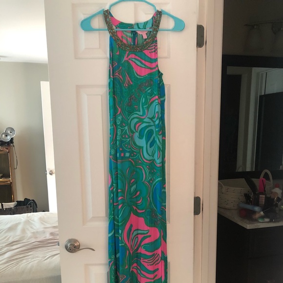 chinese dress ladies Lilly Pulitzer Fresia Stretch Maxi Shift Dress